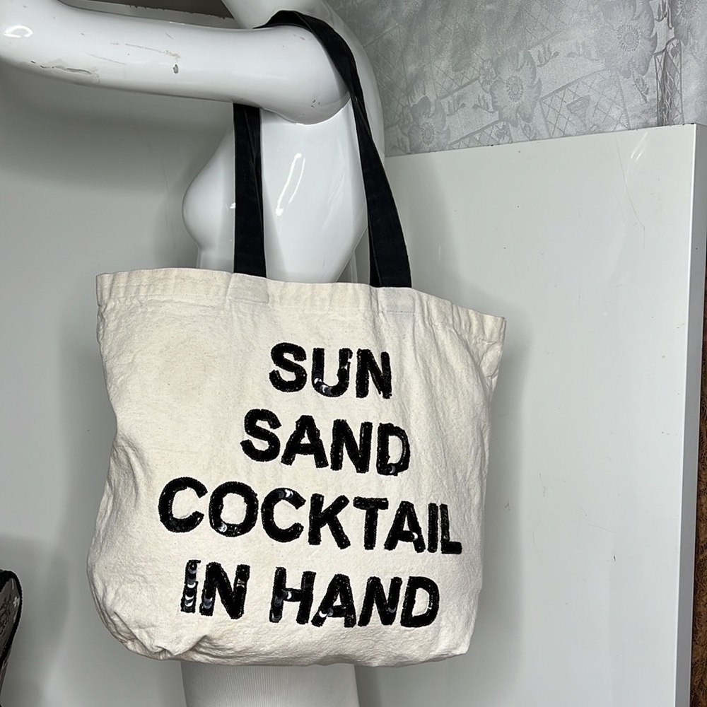 Fallon and Royce SUN SAND COCKTAIL IN HAND CRYSTAL TOTE BAG